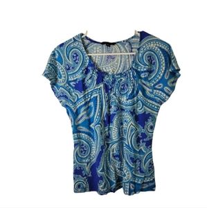 Tommy Hilfiger Paisley Blue And White Blouse Women's Size Large